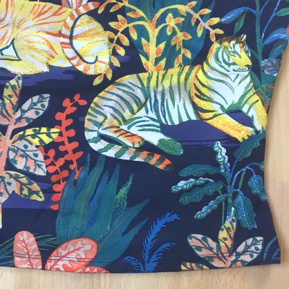 Anthro Maeve Tiger Jungle Print Top Off-Shoulder Knit Jungle Print - Picture 9 of 12